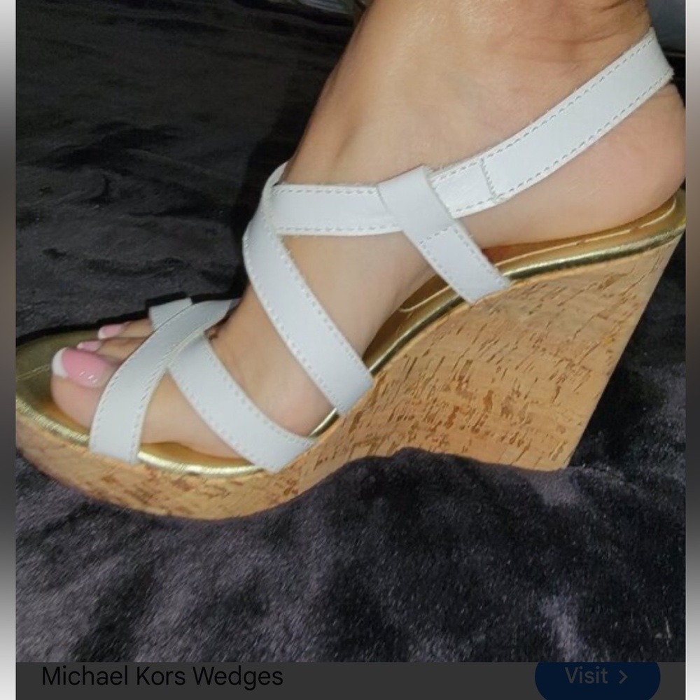 Michael Kors White Gold Wedge Sandals
ALL WHITE PARTY SUMMER WEAR